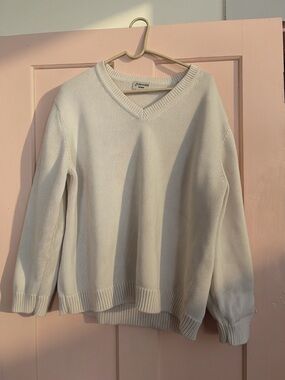 Vintage 100% Cotton V-Neck Cream Sweater